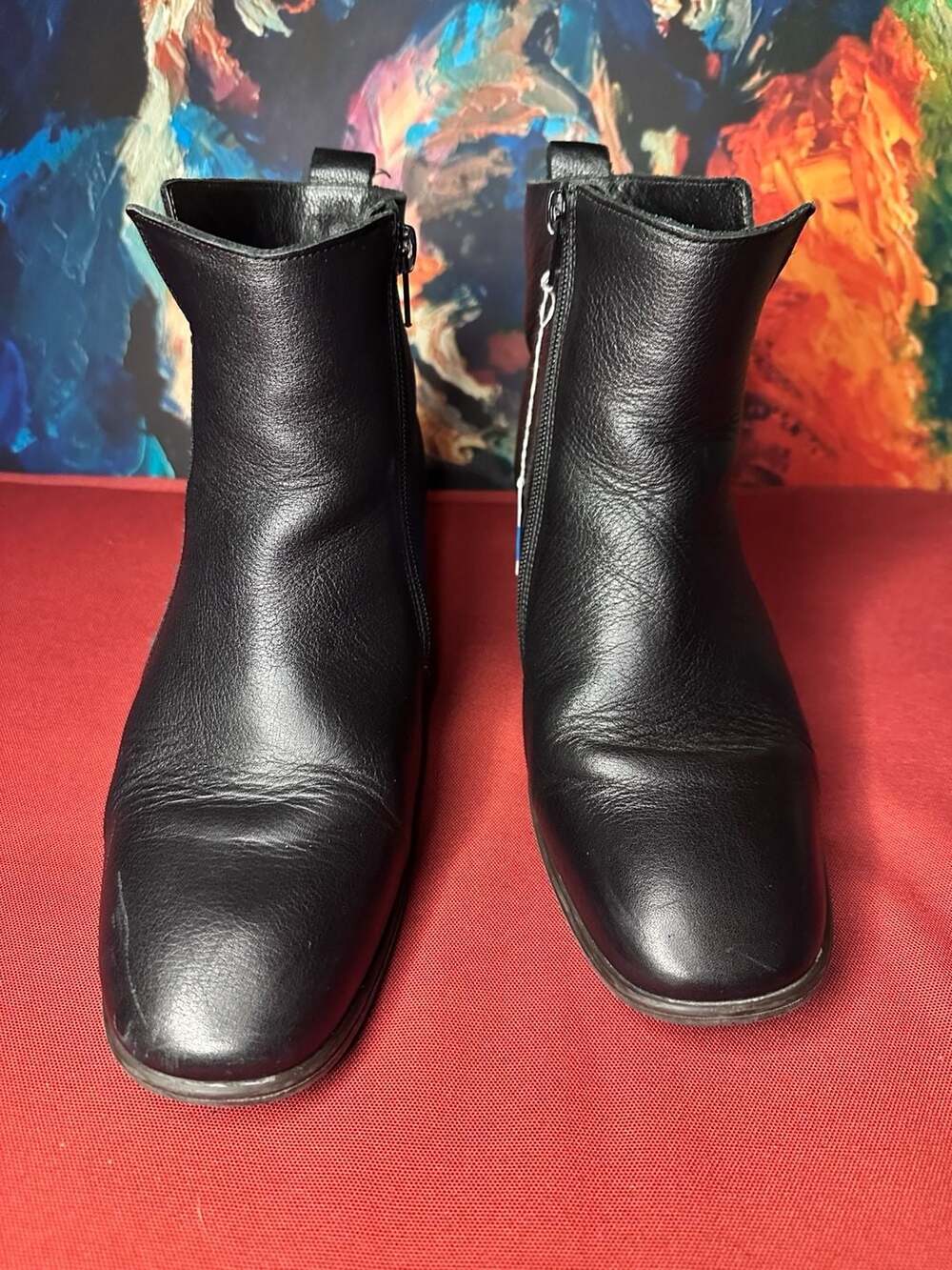 No.01 Naot Black Leather Ankle Boots with Wood Block Heel Size 8.5/39